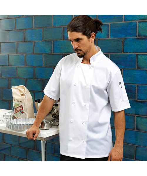 Plain Jacket Short Sleeve Chef's Premier 195 GSM